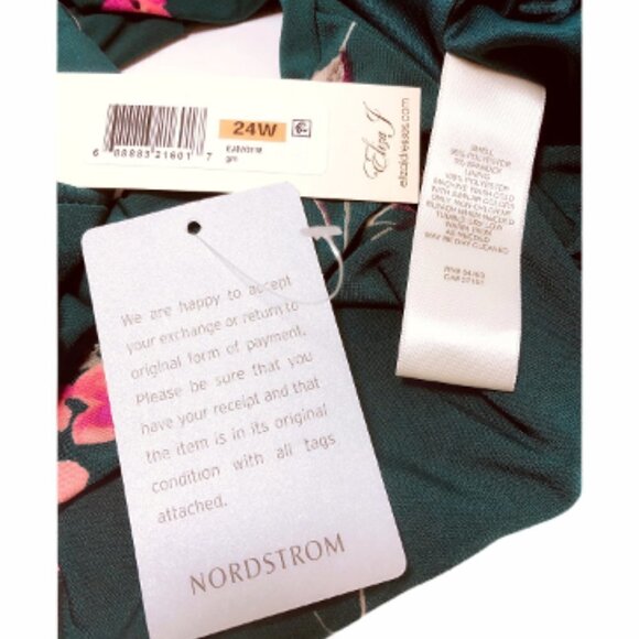 Eliza J Womens Green Floral Cap Sleeve Knit Sheath Dress Plus Sz 24W New - Picture 5 of 11